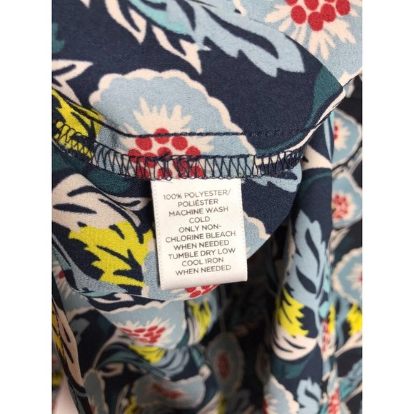 Ann Taylor Loft Women's XS Long Sleeve 1/2 Button Blouse Blue Floral - Picture 6 of 8